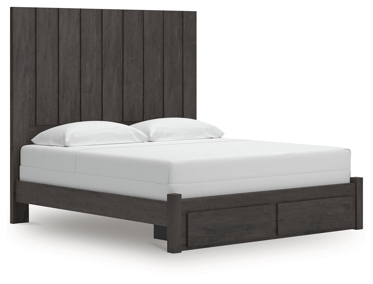 Nashville Furniture Outlets - Ashley Furniture - Fraluna Bedroom - King Panel Storage Bed / Charcoal - PCB3370B9