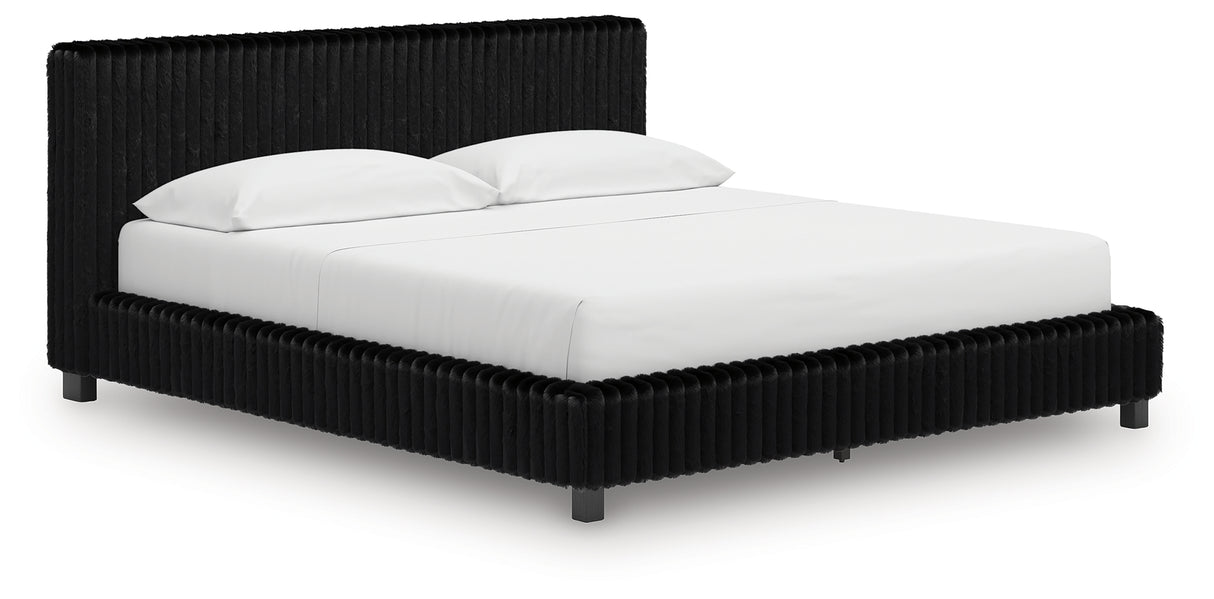 Nashville Furniture Outlets - Ashley Furniture - Zuraleus Bedroom - California King Upholstered Bed / Black - PCB3380B14