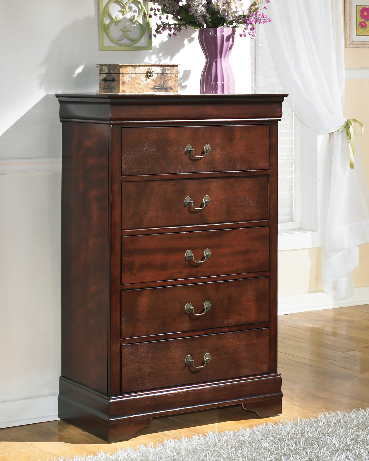 Nashville Furniture Outlets - Ashley Furniture - Alisdair Bedroom - Chest / Reddish Brown - B376-46