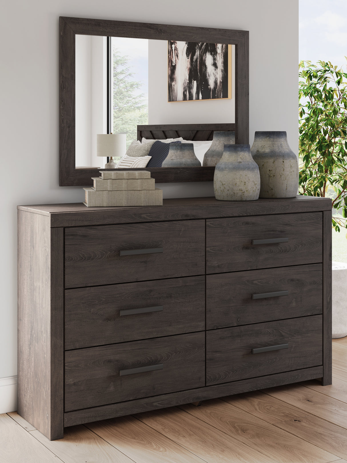 Nashville Furniture Outlets - Ashley Furniture - Prendonea Bedroom - Dresser and Mirror / Charcoal - B3789B1