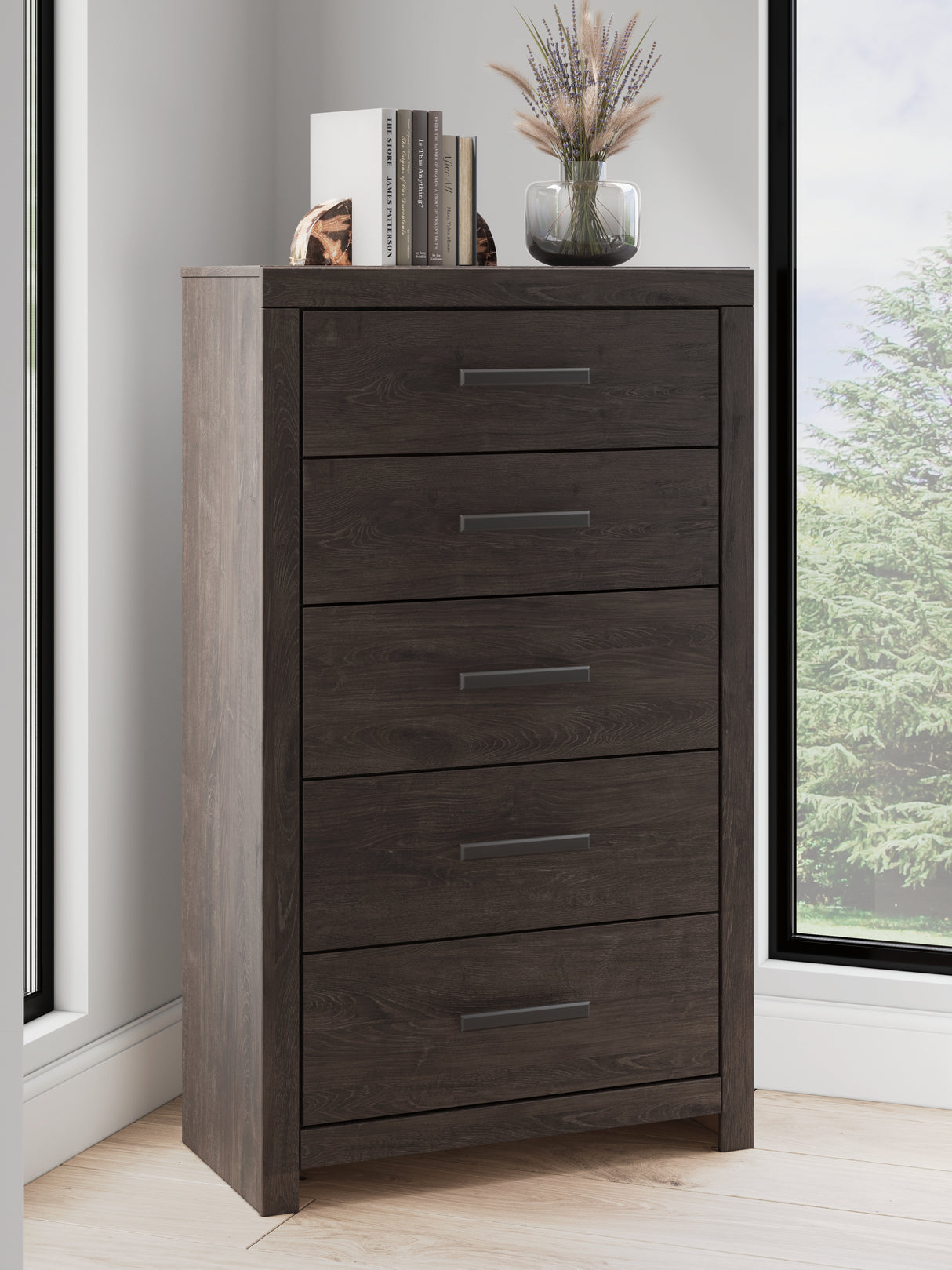 Nashville Furniture Outlets - Ashley Furniture - Prendonea Bedroom - Five Drawer Chest / Charcoal - B3789-46