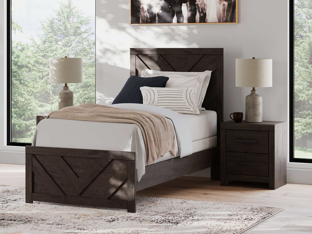 Nashville Furniture Outlets - Ashley Furniture - Prendonea Bedroom - Twin Panel Bed / Charcoal - B3789B2