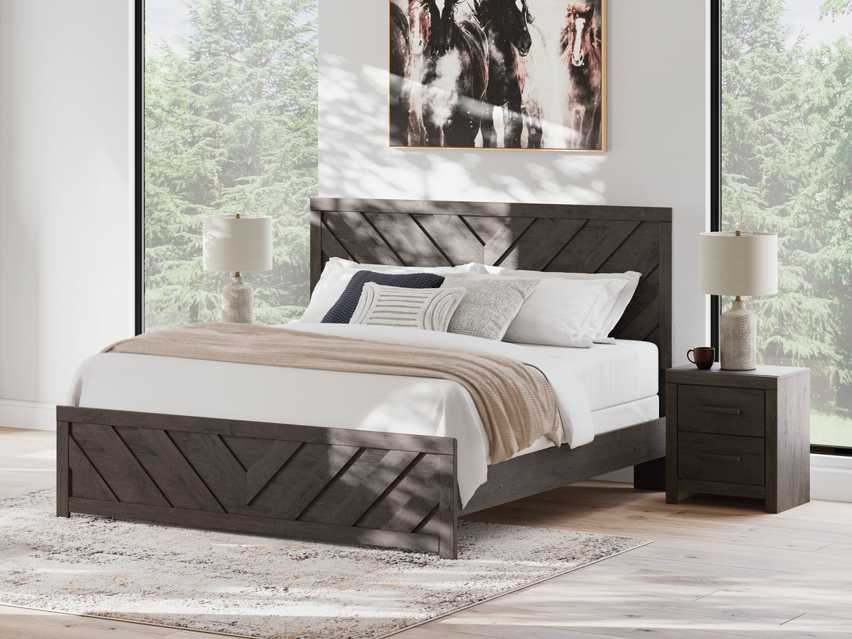 Nashville Furniture Outlets - Ashley Furniture - Prendonea Bedroom - King Panel Bed / Charcoal - B3789B8