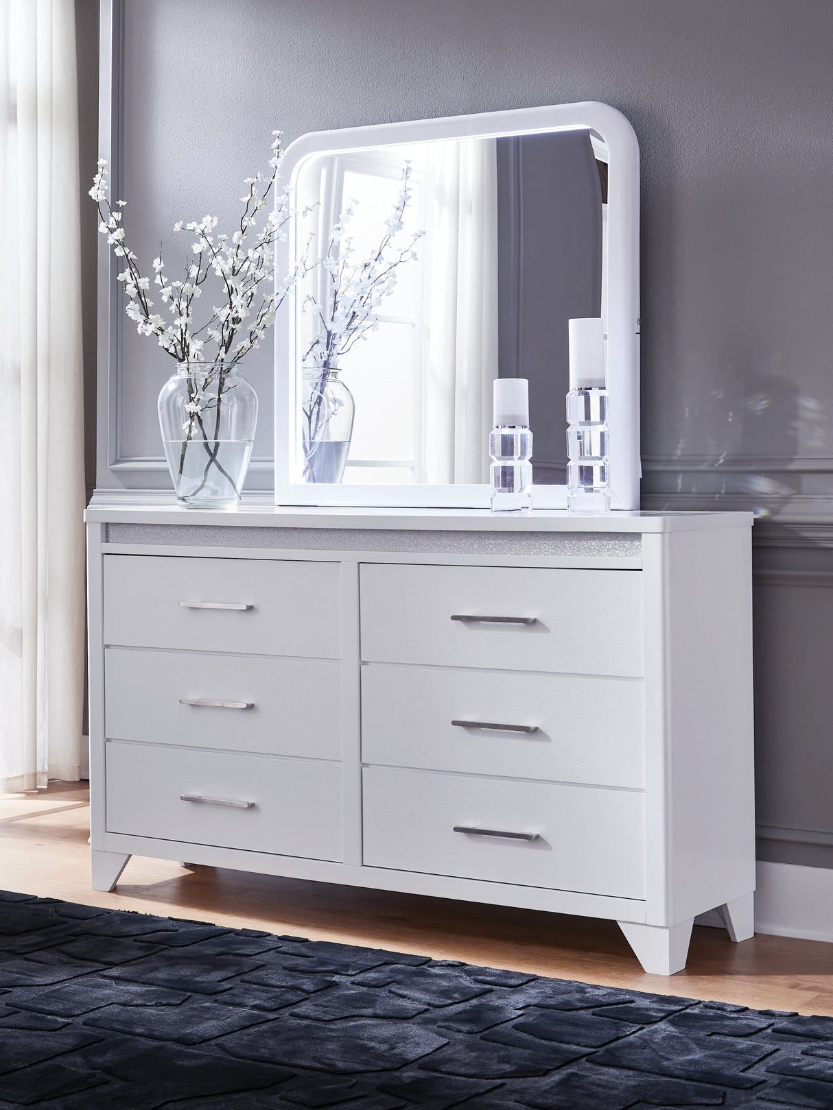Nashville Furniture Outlets - Ashley Furniture - Jarlee Bedroom - Dresser and Mirror / White - PCB392B1