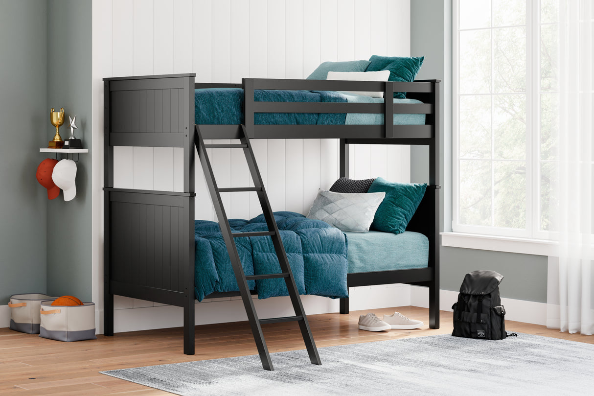 Nashville Furniture Outlets - Ashley Furniture - Nextonfort Bedroom - Twin over Twin Bunk Bed / Black - B396B7