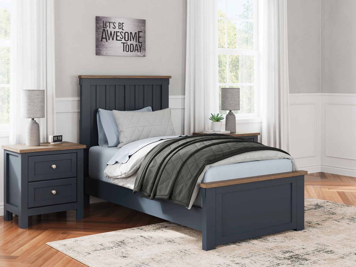 Nashville Furniture Outlets - Ashley Furniture - Landocken Bedroom - Twin Panel Bed / Brown/Blue - B414B2