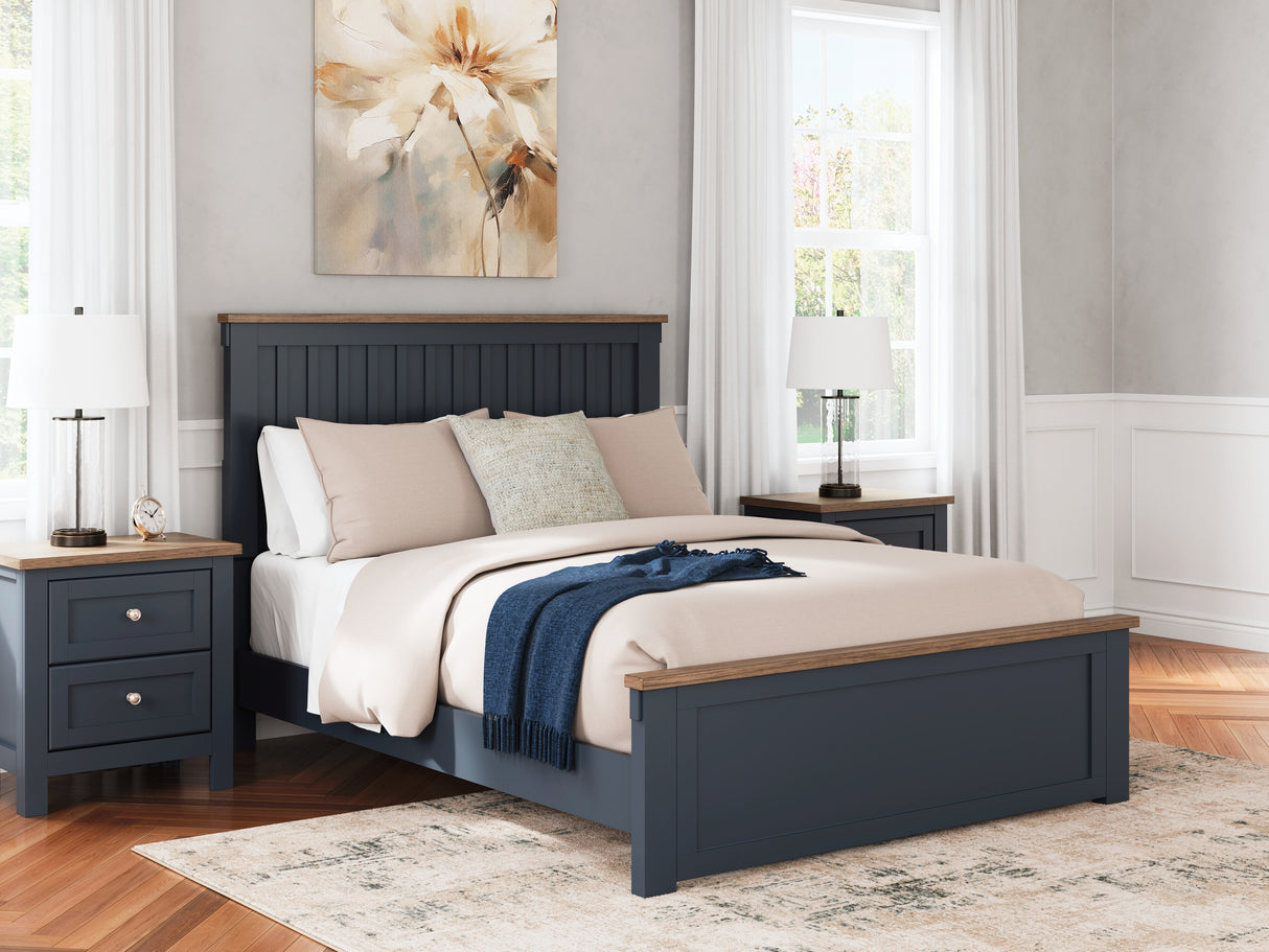 Nashville Furniture Outlets - Ashley Furniture - Landocken Bedroom - Queen Panel Bed / Brown/Blue - B414B10