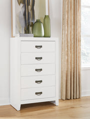 Nashville Furniture Outlets - Ashley Furniture - Binterglen Bedroom - Five Drawer Chest / White - B427-46