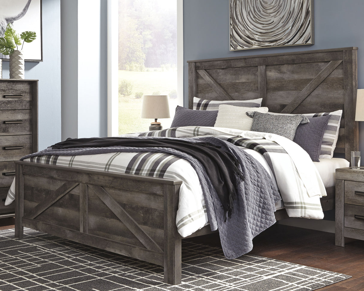 Nashville Furniture Outlets - Ashley Furniture - Wynnlow Bedroom - King Crossbuck Panel Bed / Gray - B440B11