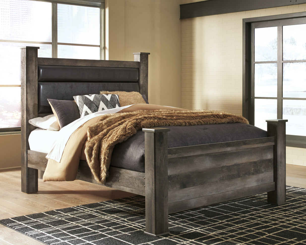 Nashville Furniture Outlets - Ashley Furniture - Wynnlow Bedroom - Queen Upholstered Poster Bed / Gray - B440B7