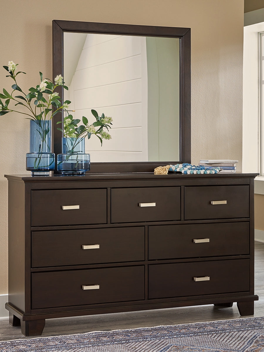 Nashville Furniture Outlets - Ashley Furniture - Covetown Bedroom - Dresser and Mirror / Dark Brown - B441B1