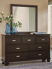 Nashville Furniture Outlets - Ashley Furniture - Covetown Bedroom - Dresser and Mirror / Dark Brown - B441B1