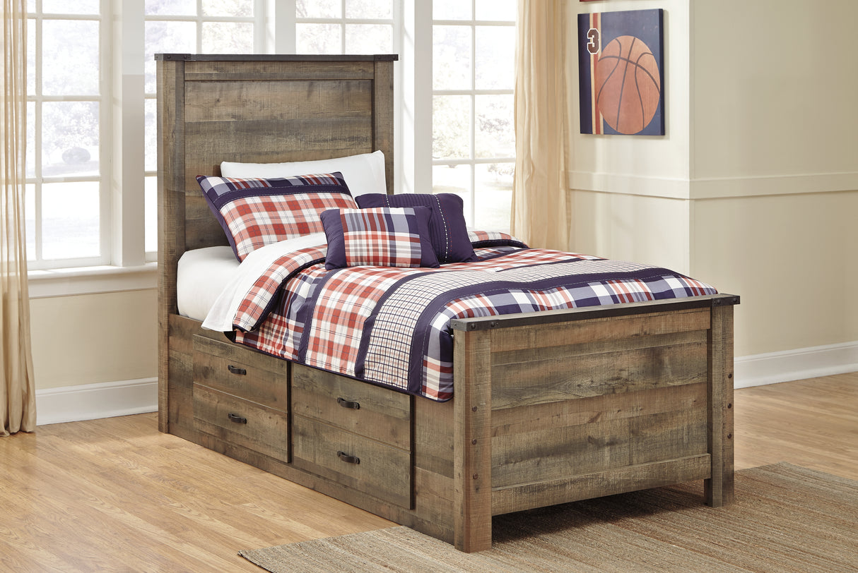 Nashville Furniture Outlets - Ashley Furniture - Trinell Bedroom - Twin Panel Bed with 2 Storage Drawers / Brown - B446B15