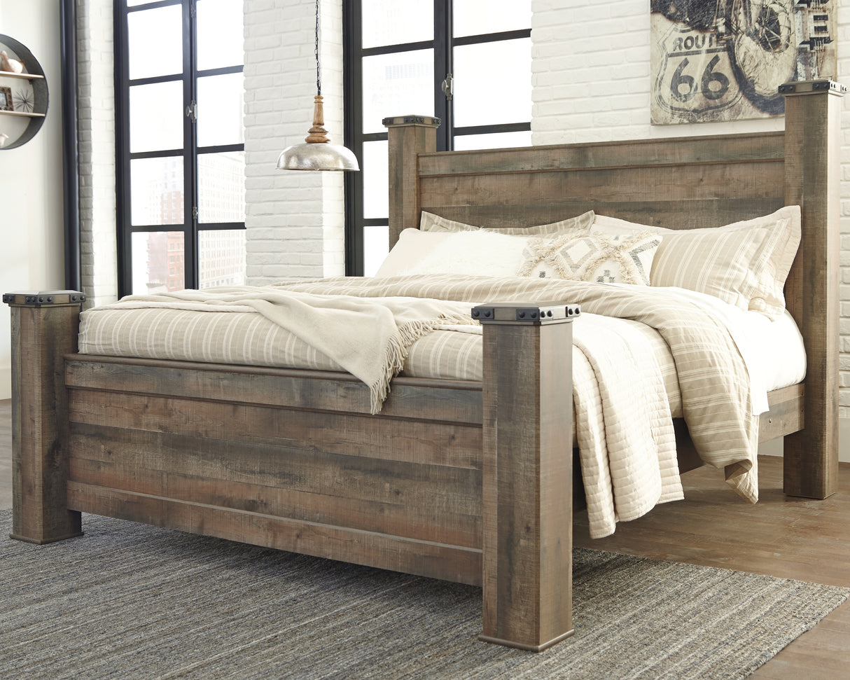 Nashville Furniture Outlets - Ashley Furniture - Trinell Bedroom - King Poster Bed / Brown - B446B45