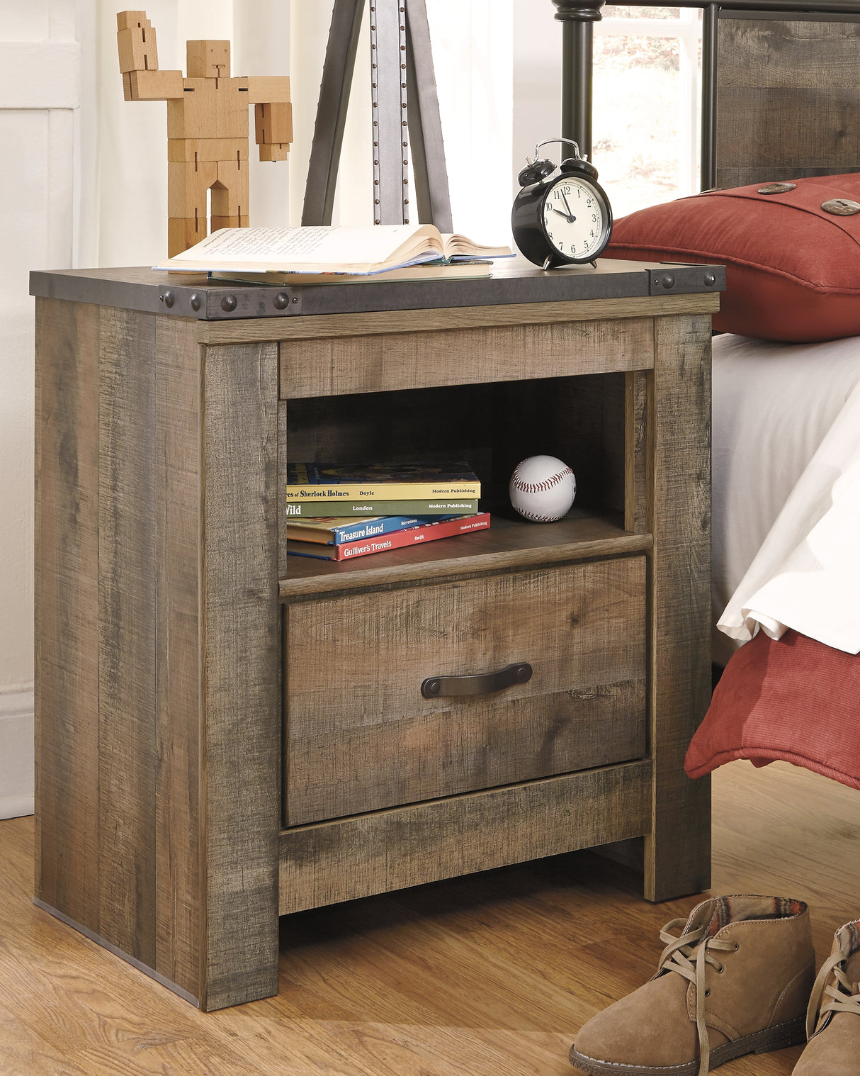Nashville Furniture Outlets - Ashley Furniture - Trinell Bedroom - One Drawer Night Stand / Brown - B446-91