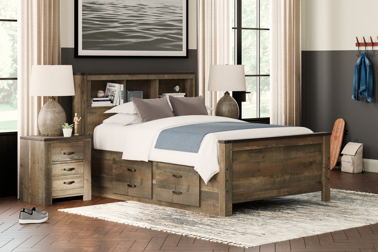 Nashville Furniture Outlets - Ashley Furniture - Trinell Bedroom - Full Bookcase Bed with 2 Storage Drawers / Brown - B446B16