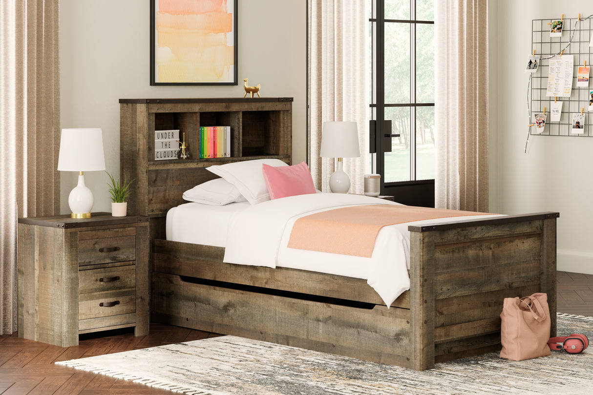 Nashville Furniture Outlets - Ashley Furniture - Trinell Bedroom - Twin Bookcase Bed with 1 Large Storage Drawer / Brown - B446B22