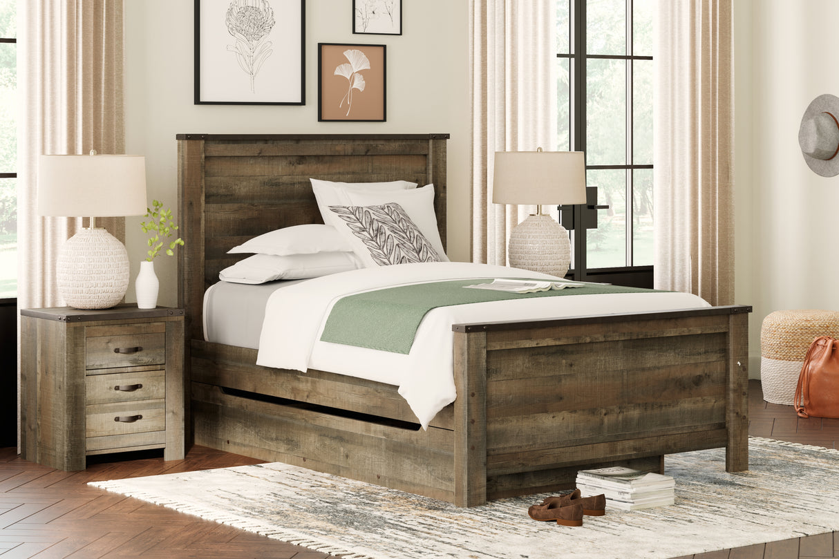 Nashville Furniture Outlets - Ashley Furniture - Trinell Bedroom - Full Panel Bed with 1 Large Storage Drawer / Brown - B446B9