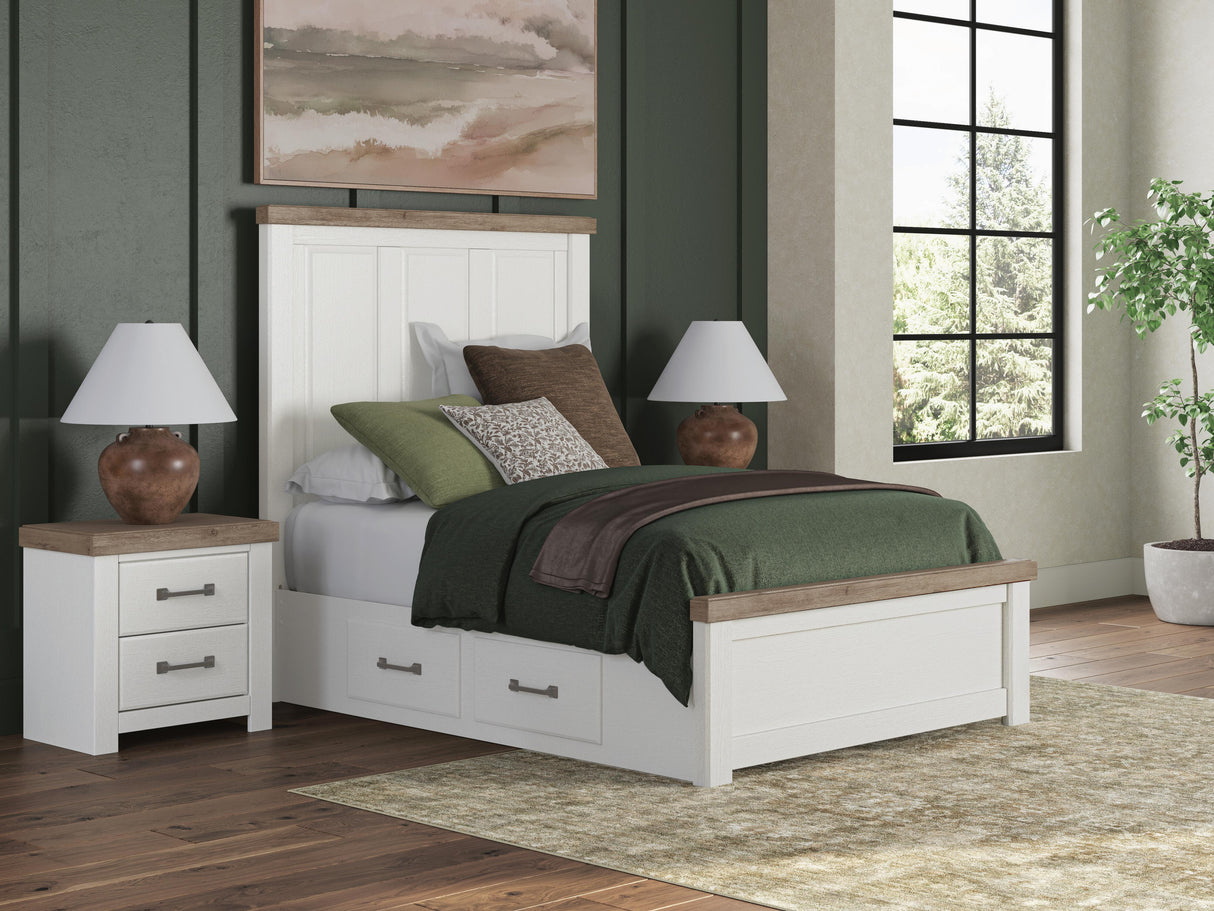 Nashville Furniture Outlets - Ashley Furniture - Savonport Bedroom - Full Panel Bed with Storage / White/Brown - B4615B19