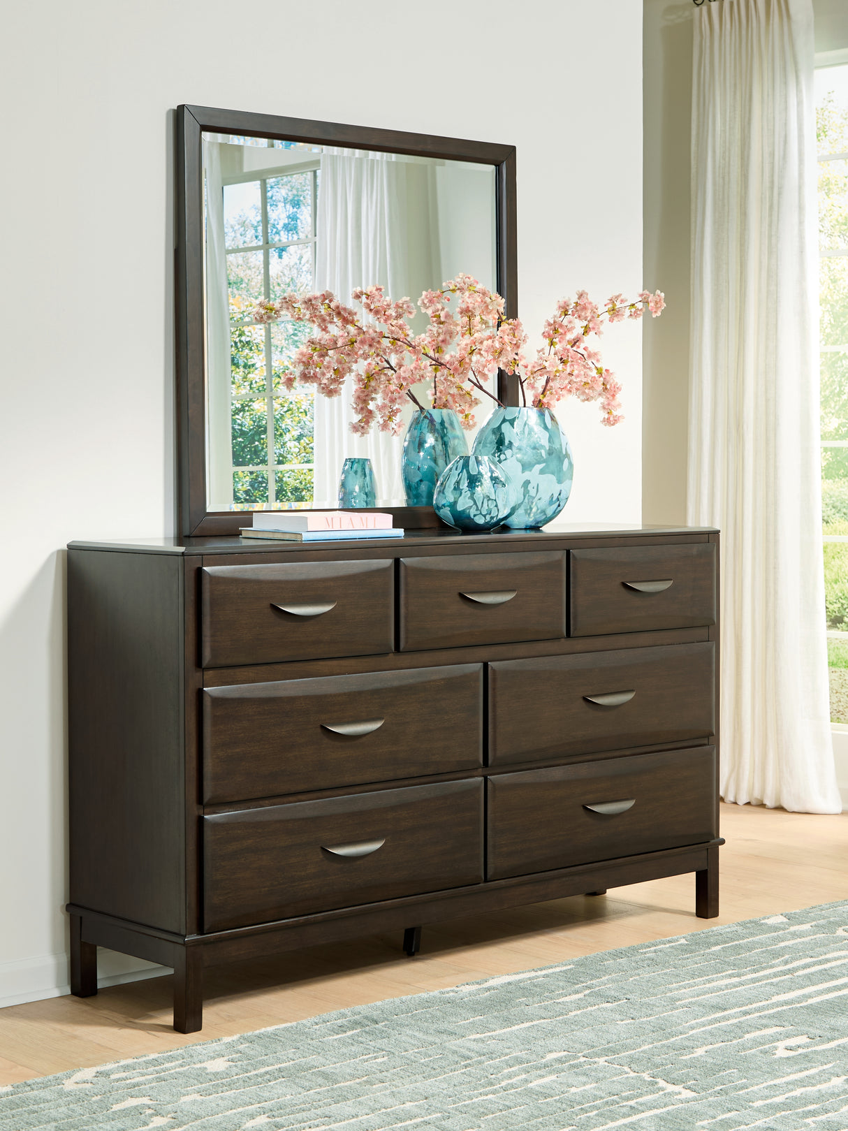Nashville Furniture Outlets - Ashley Furniture - Vanmore Bedroom - Dresser and Mirror / Dark Brown - B479B1
