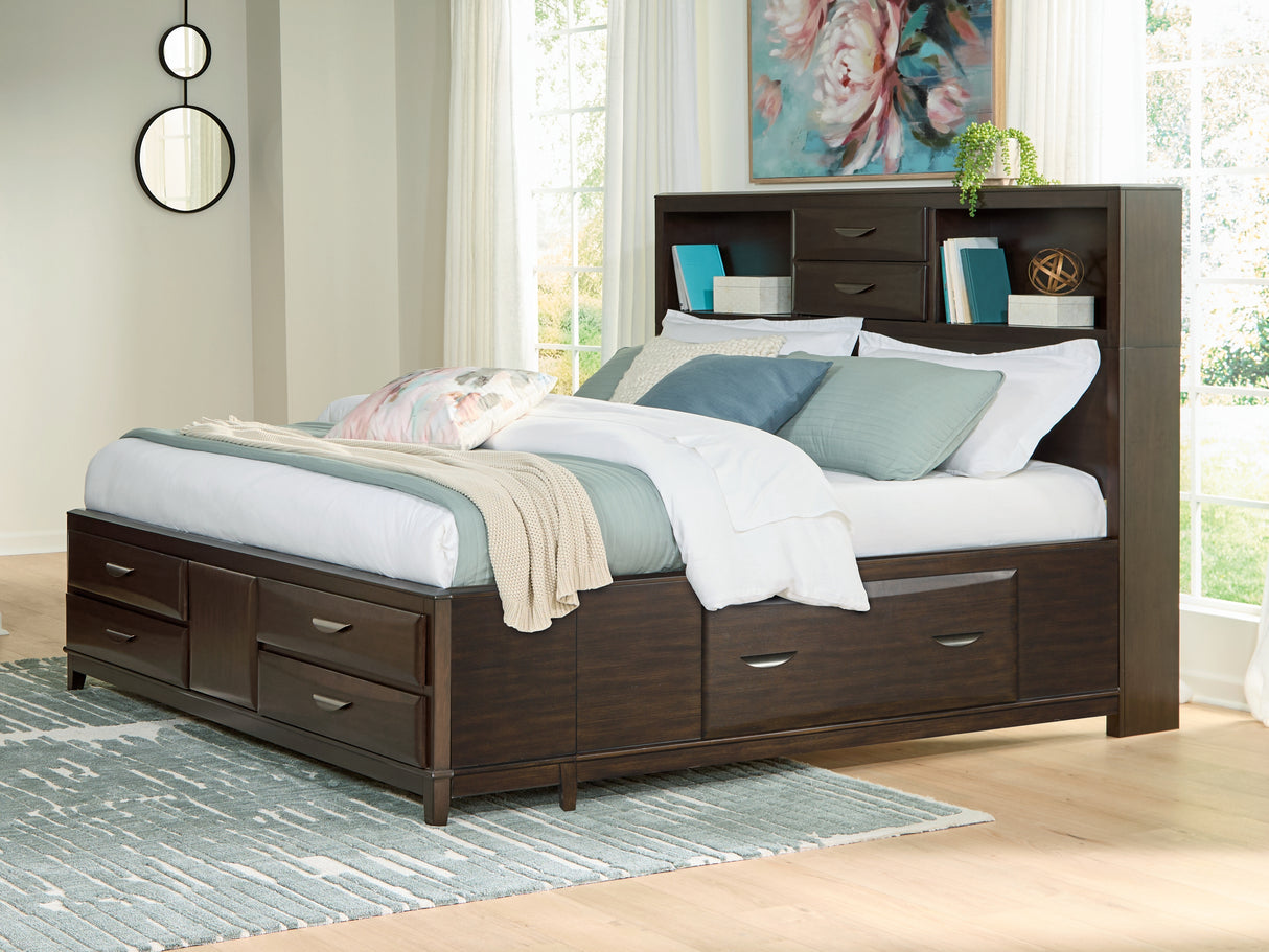 Nashville Furniture Outlets - Ashley Furniture - Vanmore Bedroom - California King Storage Bed / Dark Brown - B479B7