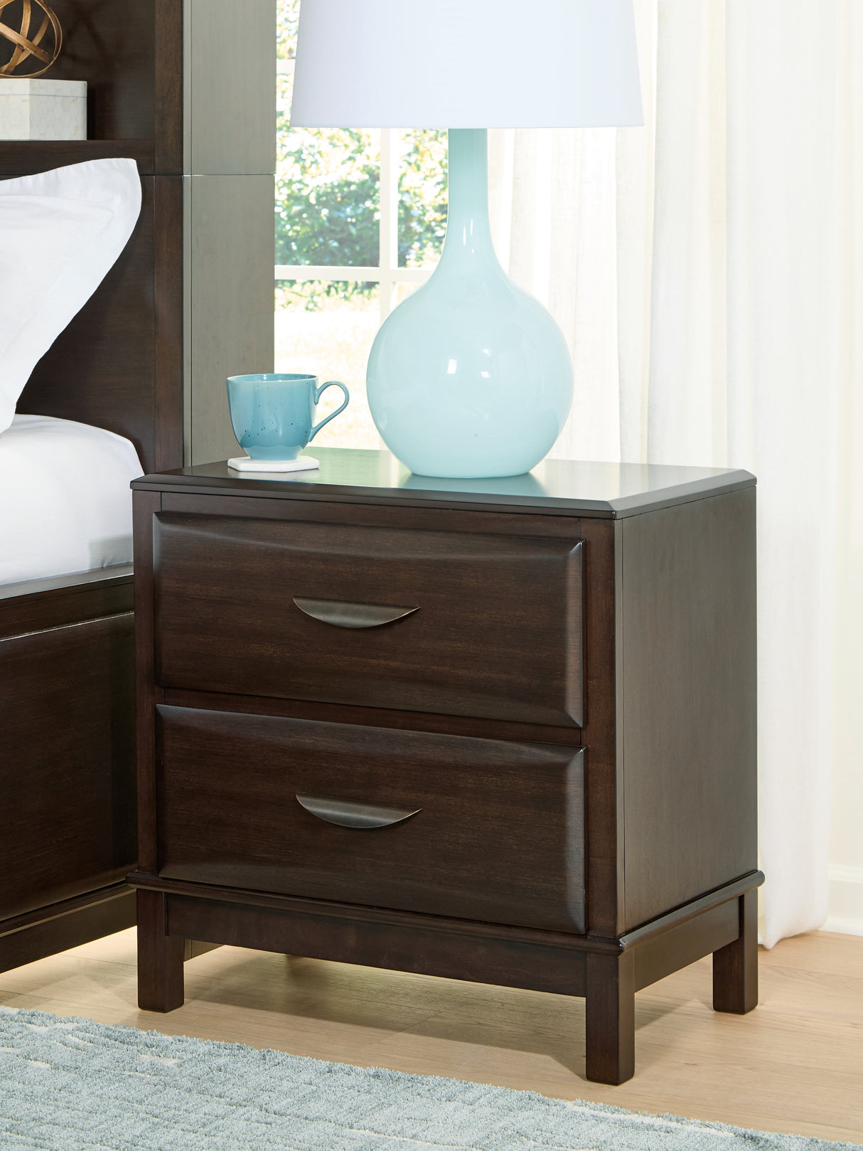 Nashville Furniture Outlets - Ashley Furniture - Vanmore Bedroom - Two Drawer Night Stand / Dark Brown - B479-92