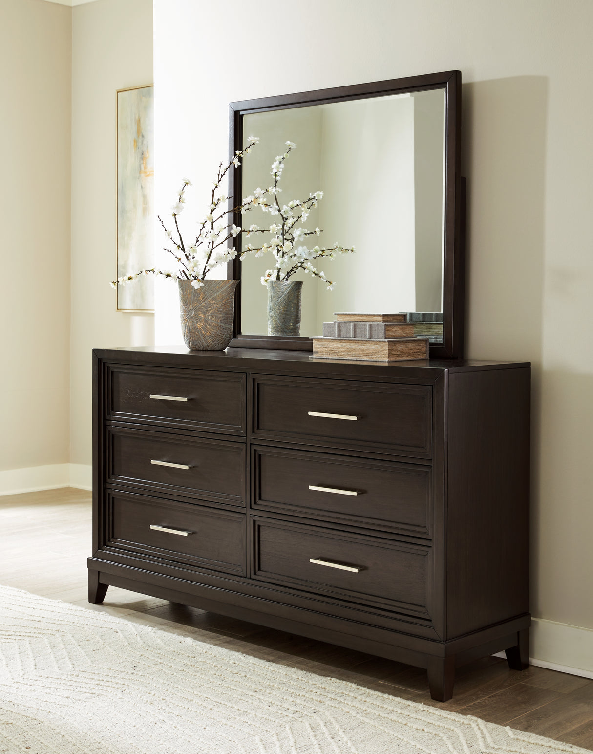 Nashville Furniture Outlets - Ashley Furniture - Neymorton Bedroom - Dresser and Mirror / Dark Grayish Brown - B618B1