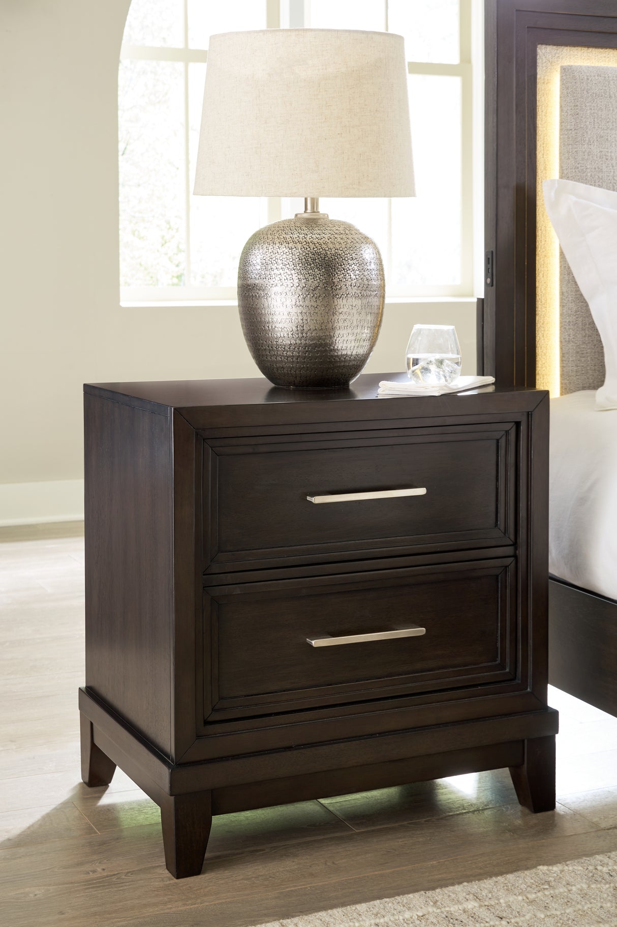 Nashville Furniture Outlets - Ashley Furniture - Neymorton Bedroom - Two Drawer Night Stand / Dark Grayish Brown - B618-92