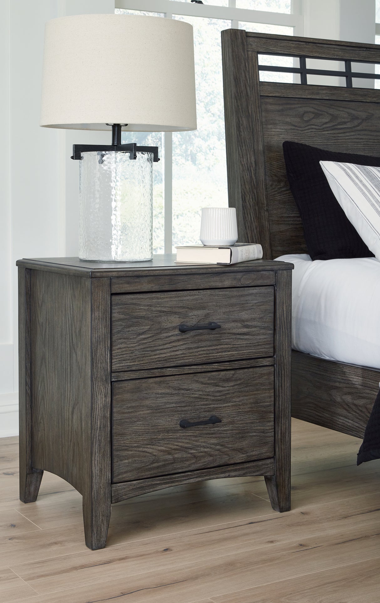 Nashville Furniture Outlets - Ashley Furniture - Montillan Bedroom - Two Drawer Night Stand / Grayish Brown - B651-92