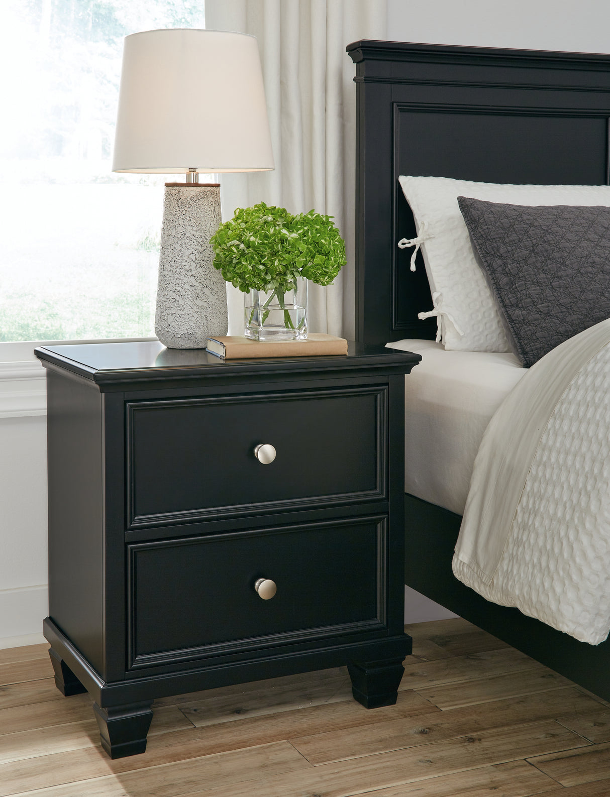 Nashville Furniture Outlets - Ashley Furniture - Lanolee Bedroom - Two Drawer Night Stand / Black - B687-92