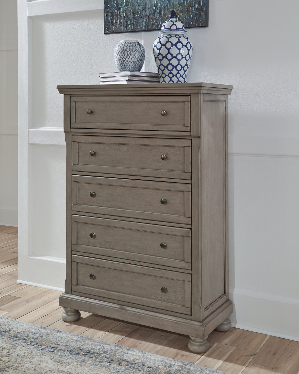 Nashville Furniture Outlets - Ashley Furniture - Lettner Bedroom - Five Drawer Chest / Light Gray - B733-46