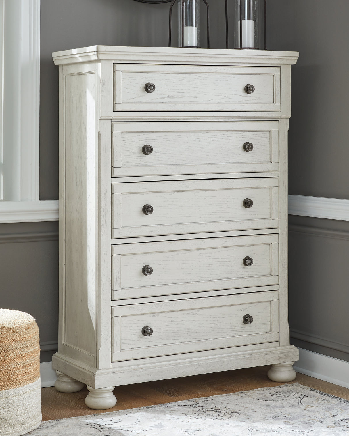 Nashville Furniture Outlets - Ashley Furniture - Robbinsdale Bedroom - Five Drawer Chest / Antique White - B742-46