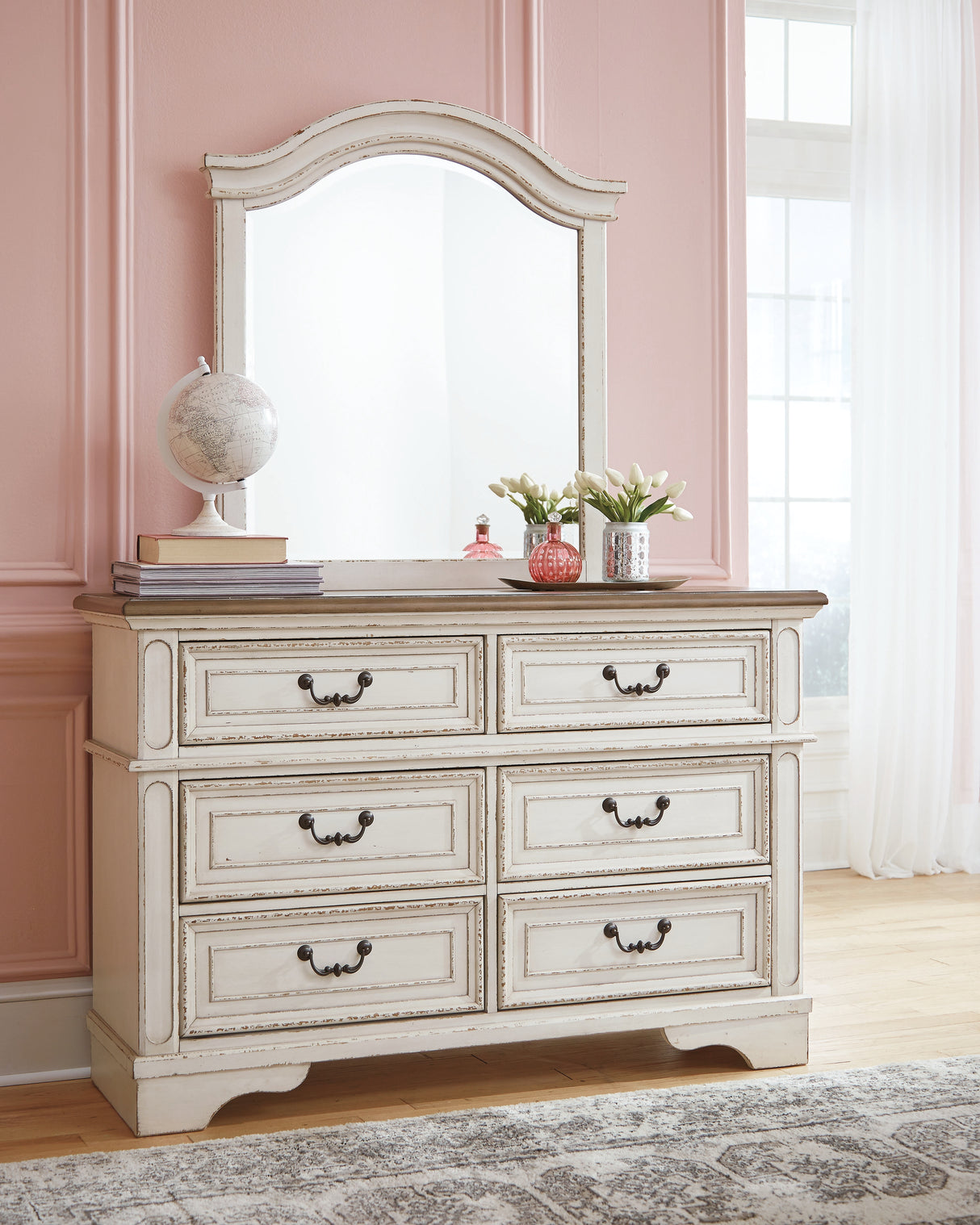 Nashville Furniture Outlets - Ashley Furniture - Realyn Bedroom - Dresser and Mirror / Chipped White - B743B12