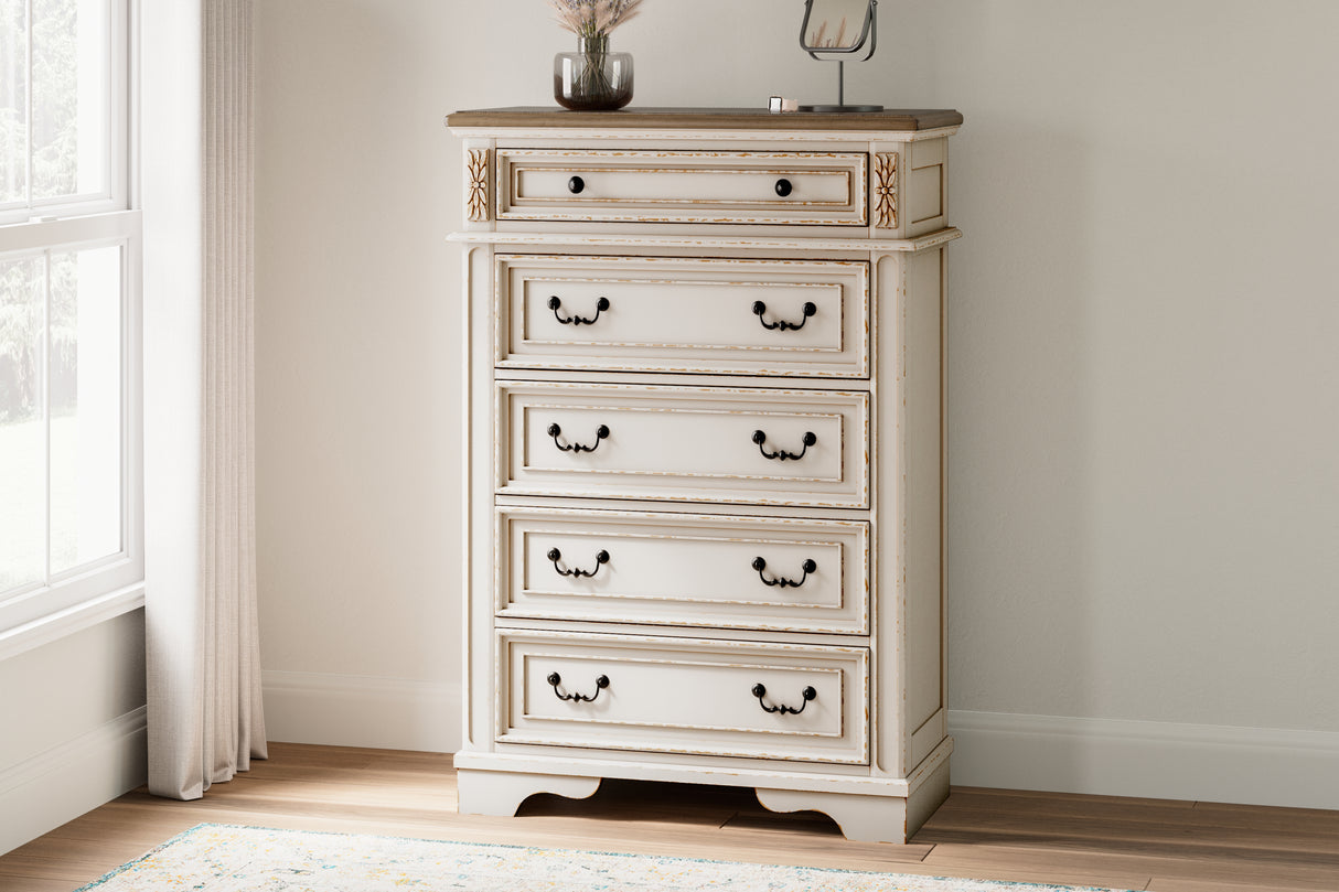Nashville Furniture Outlets - Ashley Furniture - Realyn Bedroom - Five Drawer Chest / Two-tone - B743-46
