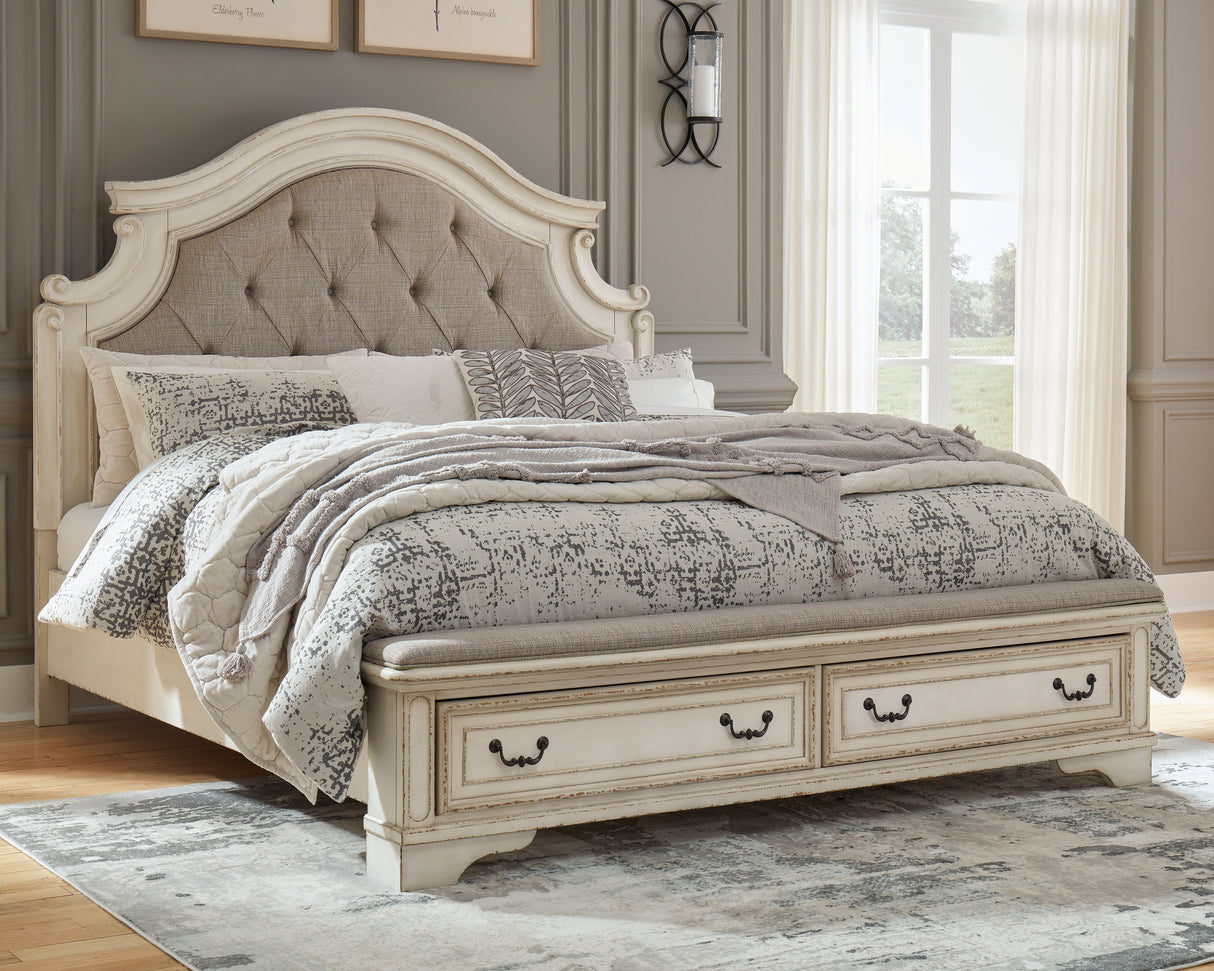 Nashville Furniture Outlets - Ashley Furniture - Realyn Bedroom - King Upholstered Storage Bed / Two-tone - B743B20