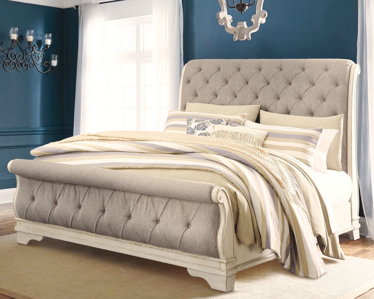 Nashville Furniture Outlets - Ashley Furniture - Realyn Bedroom - King Sleigh Bed / Chipped White - B743B11