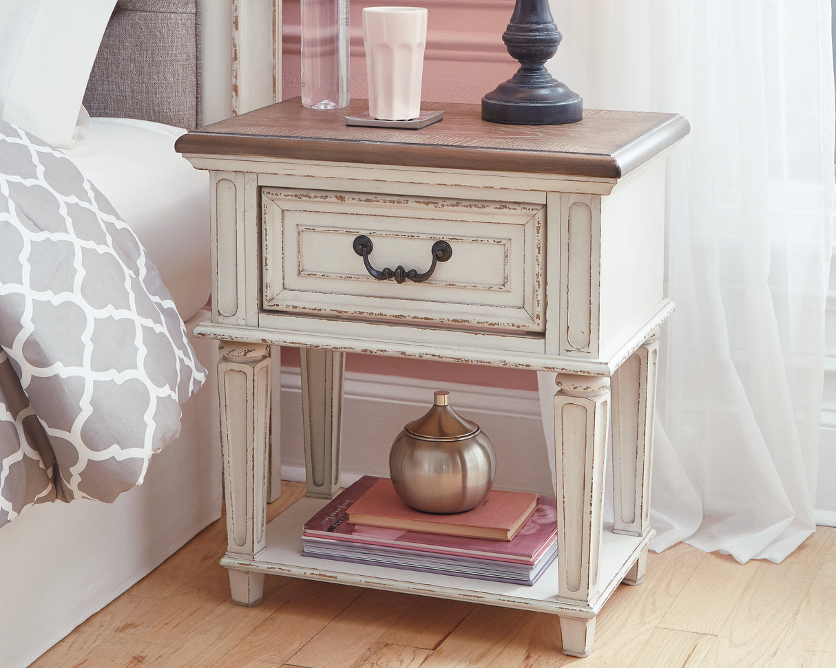 Nashville Furniture Outlets - Ashley Furniture - Realyn Bedroom - One Drawer Night Stand / Chipped White - B743-91
