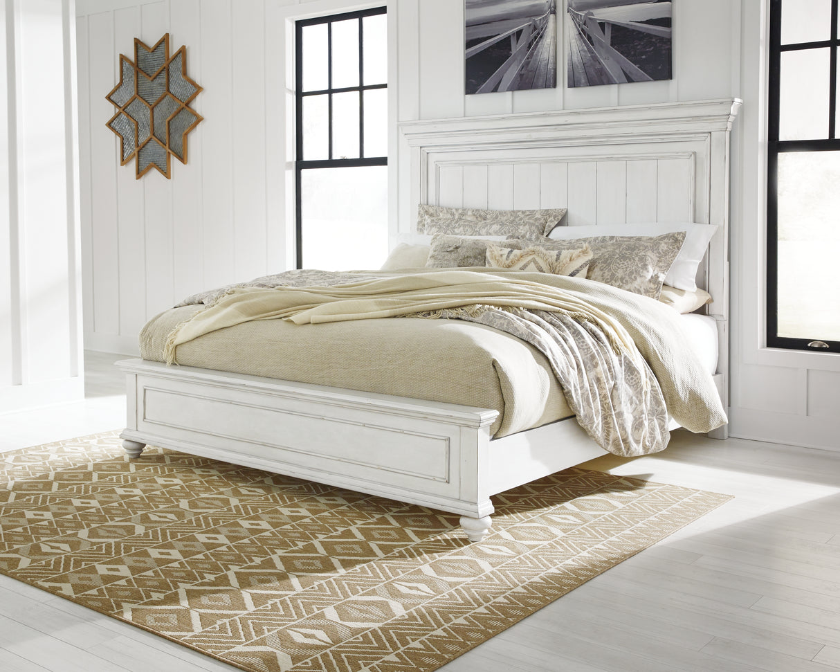 Nashville Furniture Outlets - Ashley Furniture - Kanwyn Bedroom - King Panel Bed / Whitewash - B777B8
