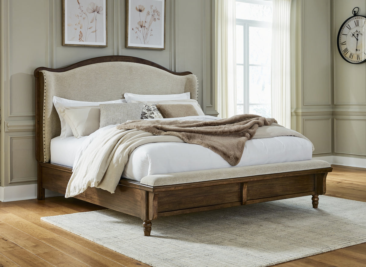 Nashville Furniture Outlets - Ashley Furniture - Sturlayne Bedroom - King Upholstered Panel Bed / Brown - B787B4