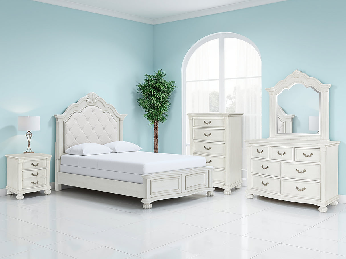 Nashville Furniture Outlets - Ashley Furniture - Montelaine Bedroom - Queen Upholstered Panel Bed / Antique White - B795B2