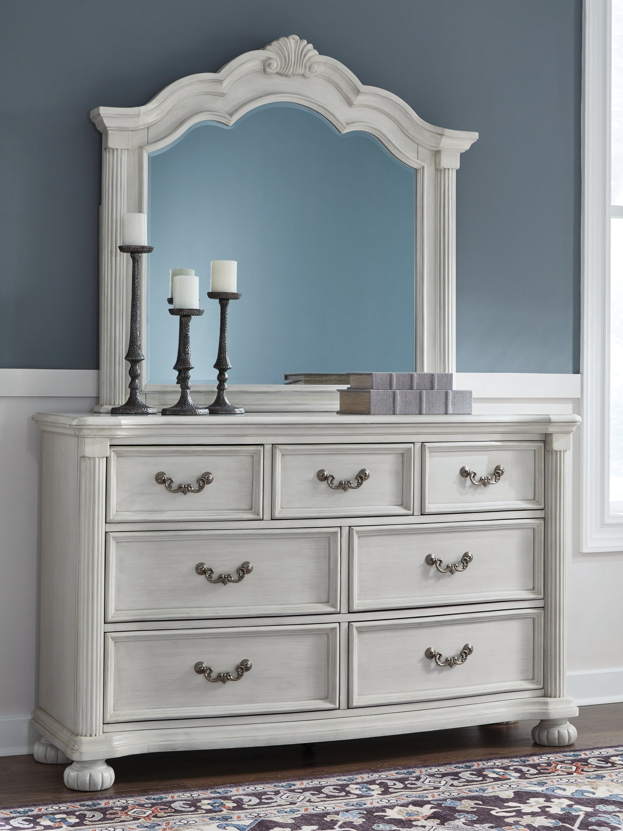 Nashville Furniture Outlets - Ashley Furniture - Montelaine Bedroom - Dresser and Mirror / Antique White - B795B1