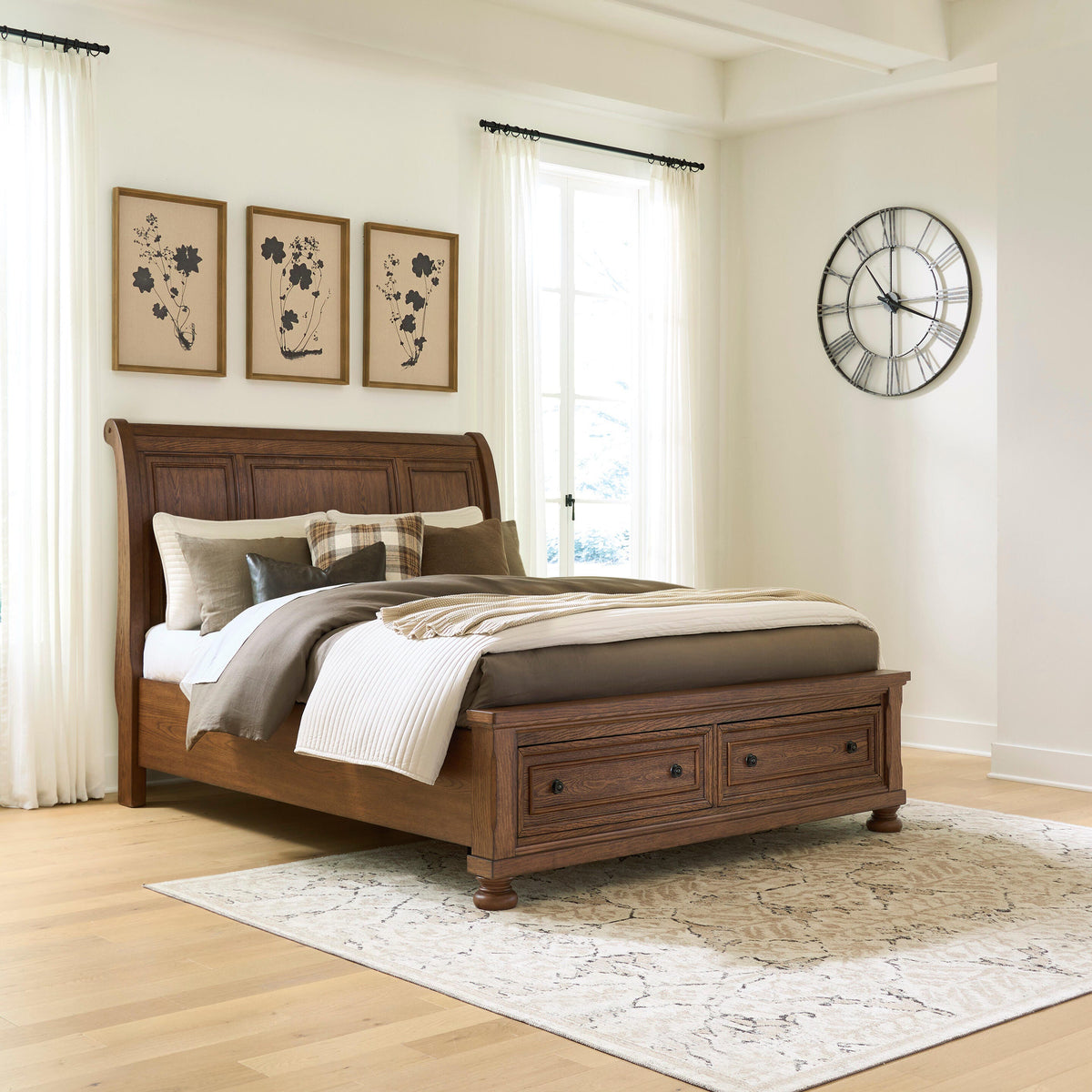 Nashville Furniture Outlets - Ashley Furniture - Zackaryn Bedroom - Queen Sleigh Storage Bed / Warm Brown - PCB807B4