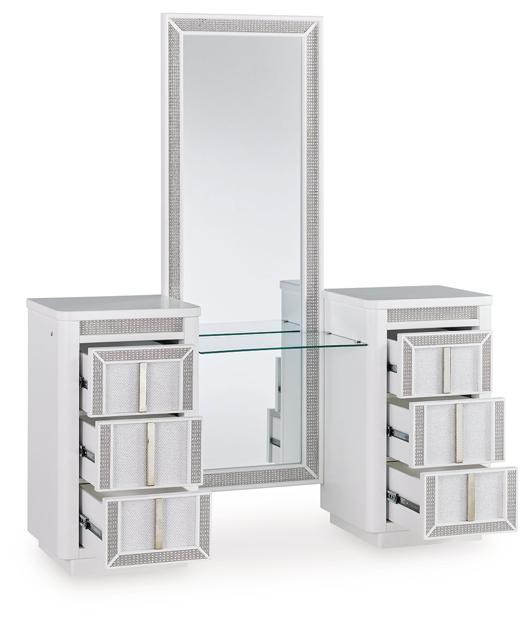 Nashville Furniture Outlets - Ashley Furniture - Chalanna Vanity with Mirror - Vanity with Mirror / White - B822B7