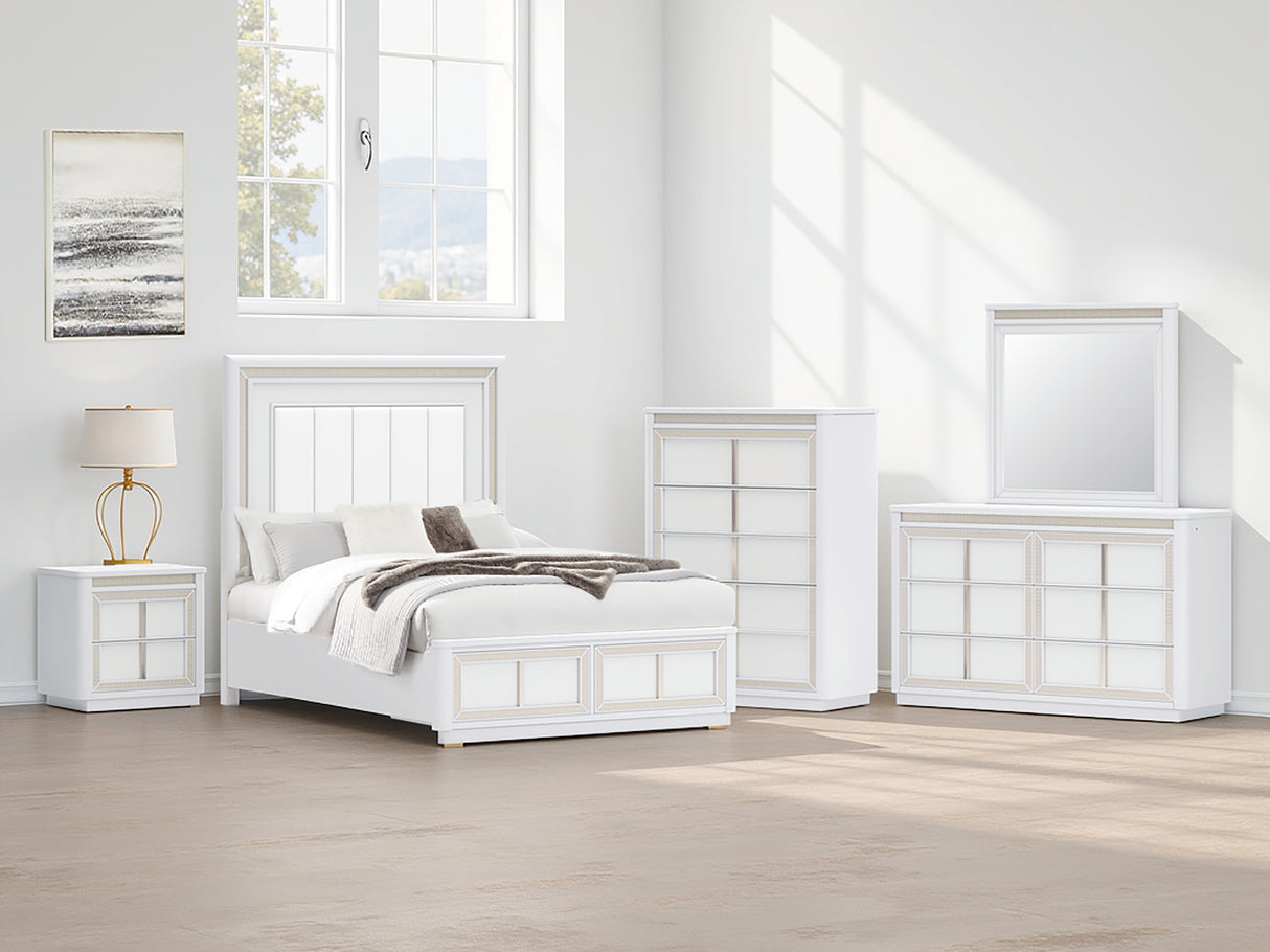 Nashville Furniture Outlets - Ashley Furniture - Chalanna Bedroom - Queen Upholstered Storage Bed / White - B822B2