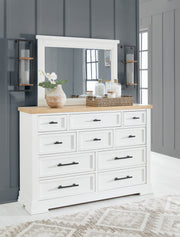 Nashville Furniture Outlets - Ashley Furniture - Ashbryn Bedroom - Dresser and Mirror / White/Natural - B844B1