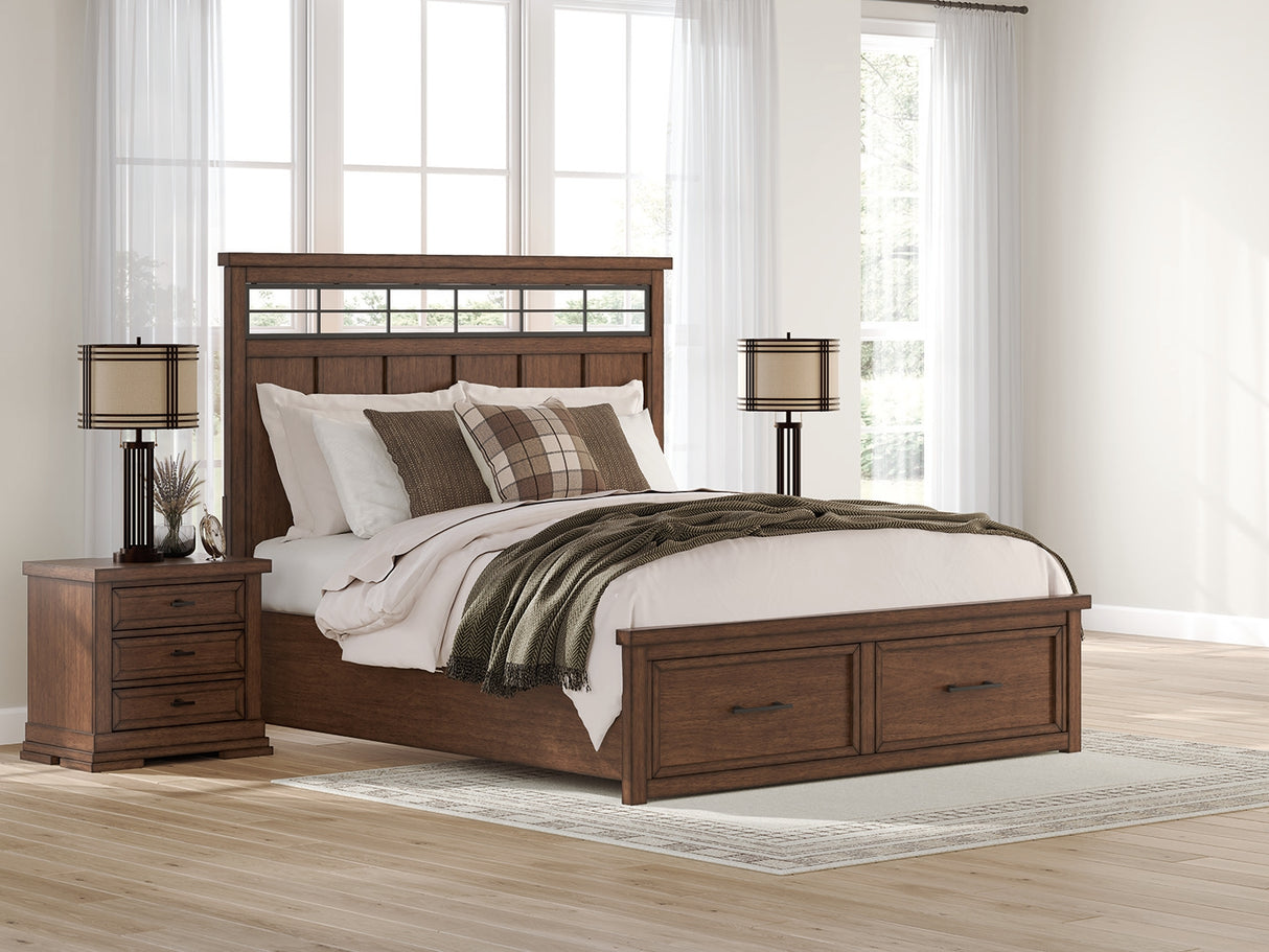 Nashville Furniture Outlets - Ashley Furniture - Taffenbrook Bedroom - California King Panel Storage Bed / Medium Brown - B849B5