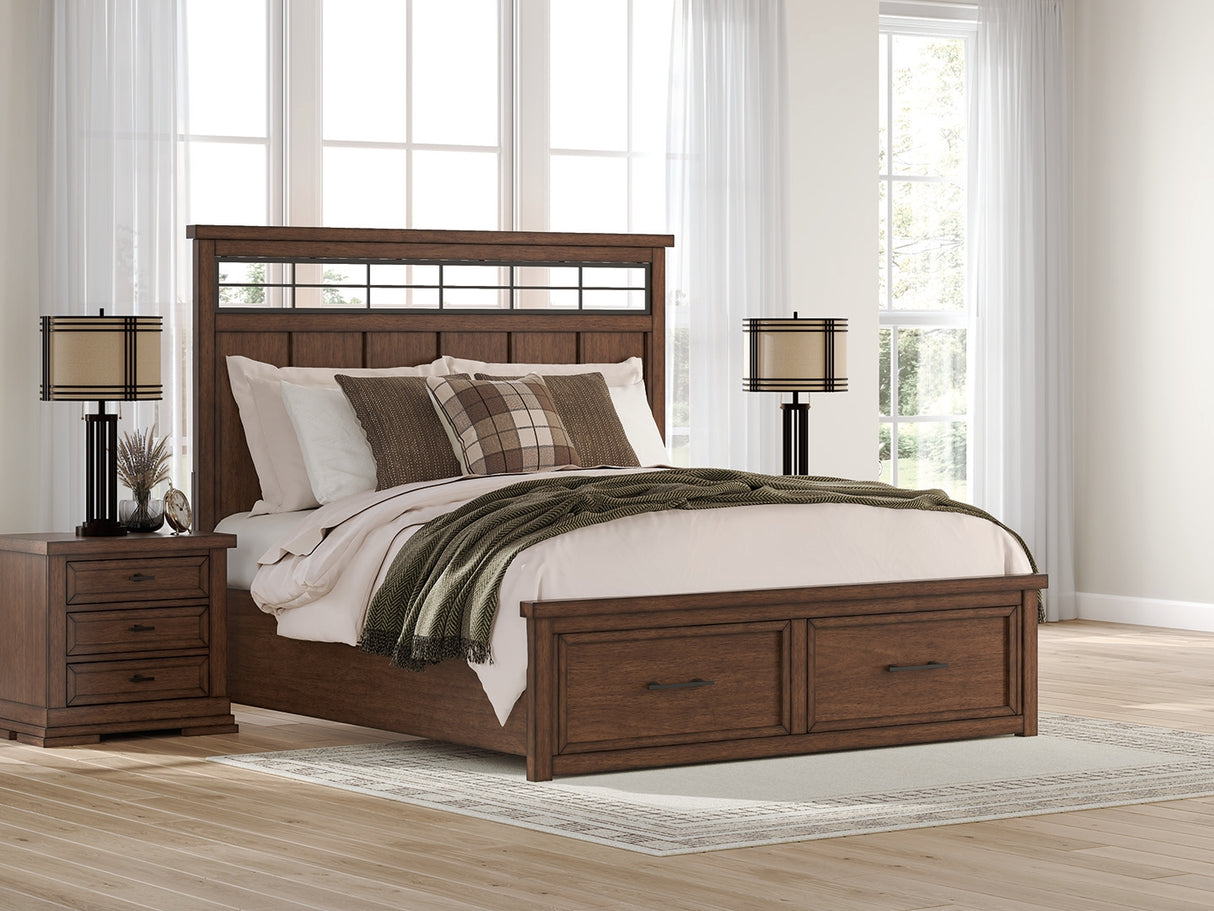 Nashville Furniture Outlets - Ashley Furniture - Taffenbrook Bedroom - King Panel Storage Bed / Medium Brown - B849B4