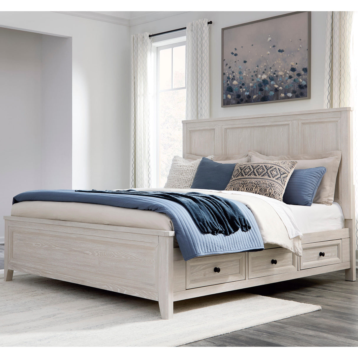 Nashville Furniture Outlets - Ashley Furniture - Darbonton Bedroom - California King Panel Storage Bed / Dove White - PCB853B5