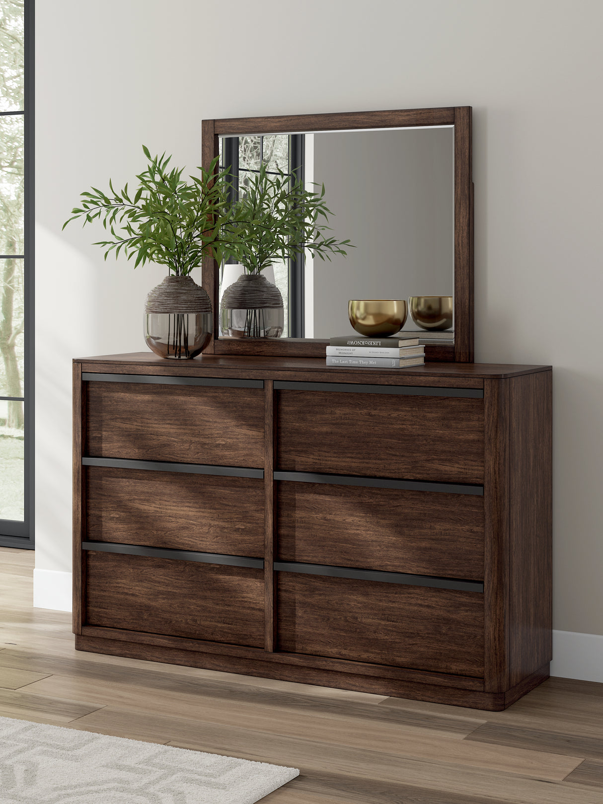 Nashville Furniture Outlets - Ashley Furniture - Dilenno Bedroom - Dresser and Mirror / Dark Brown - PCB857B1