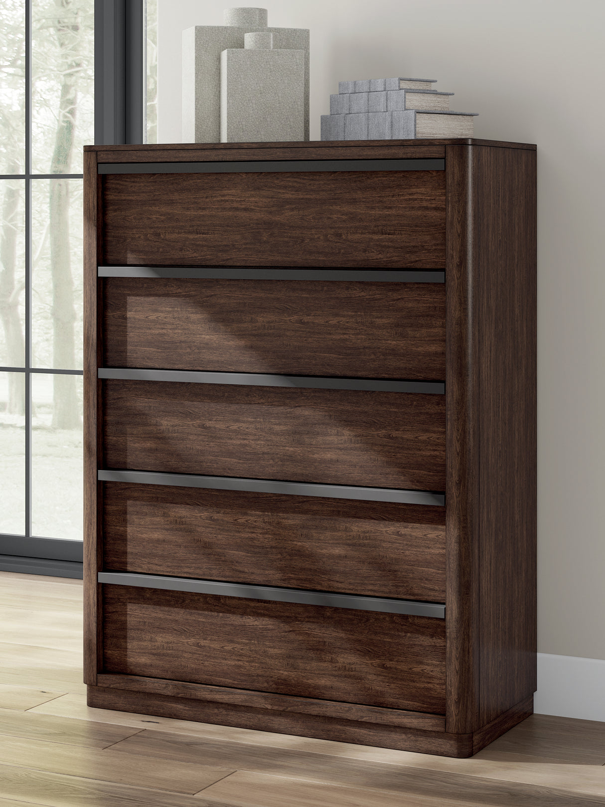 Nashville Furniture Outlets - Ashley Furniture - Dilenno Bedroom - Five Drawer Chest / Dark Brown - PCB857-46
